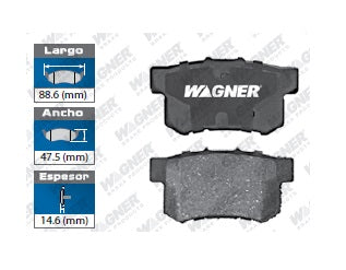 BALATA CERÁMICA TRASERA HONDA ACCORD 2004-2005 / ACCORD 4CIL 2002-2004 / ACCORD 6CIL 2003-2006 / ACCORD COUPE 1999-2002 / ACCORD SEDAN 1999-2002 / CIVIC 2001-2007 / CIVIC COUPE 2006 / CIVIC SI 2007 / ELEMENT 2009 / ODYSSEY 1995-1998 / ISUZU OASIS 1996-199