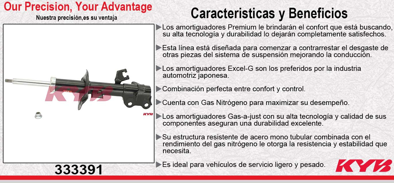 AMORTIGUADOR DELANTERO IZQUIERDO GAS EXCEL-G NISSAN TIIDA SEDAN & HATCHBACK (2006-2010) KYB