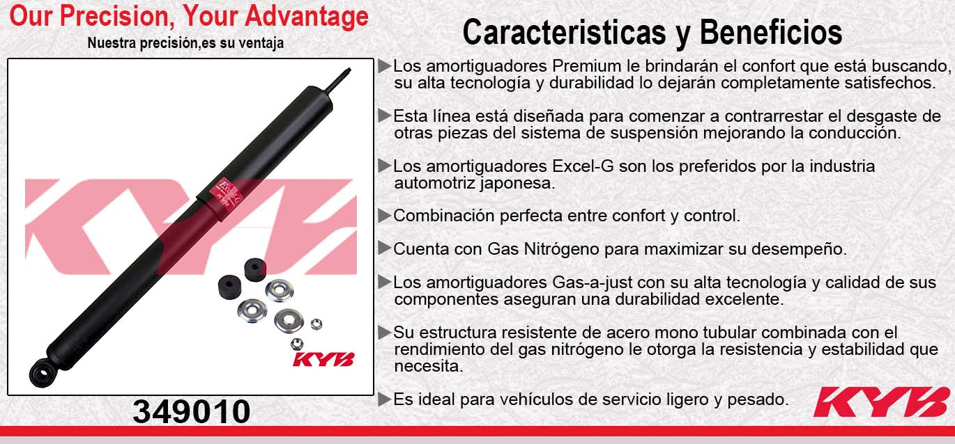 AMORTIGUADOR TRASERO GAS EXCEL-G TOYOTA TACOMA 2WD REGULAR CAB EXC. VERSION TRD (2005-2011) KYB