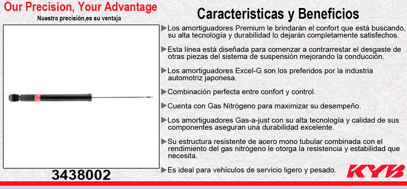 AMORTIGUADOR DELANTERO GAS EXCEL-G FORD FIGO (2016-2019) - FIESTA (2014-2016) KYB
