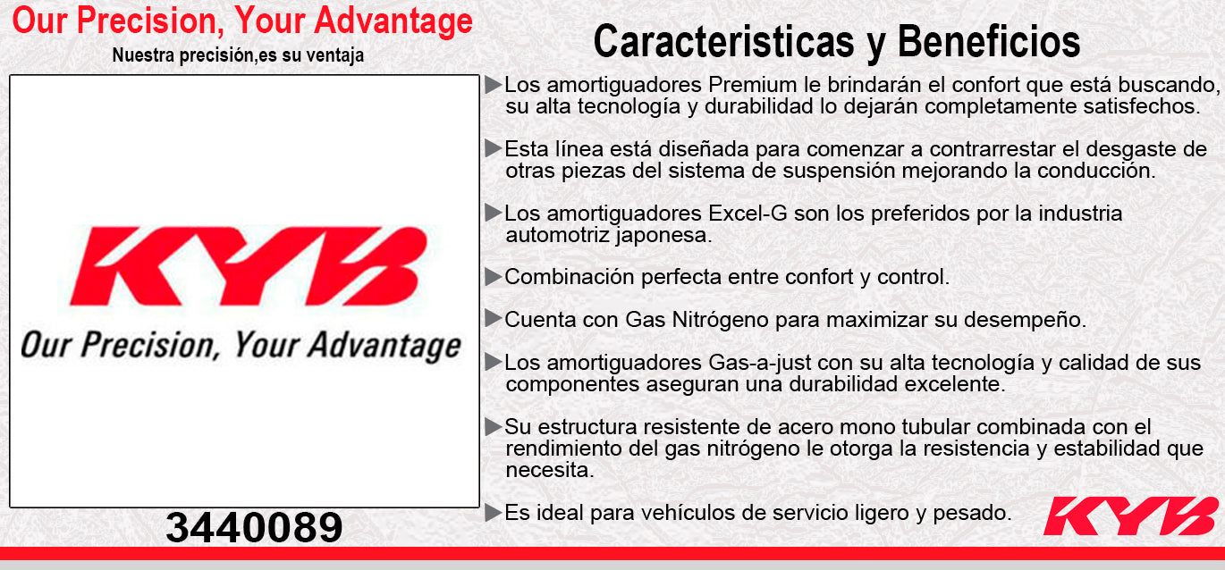 AMORTIGUADOR TRASERO GAS EXCEL-G CHEVROLET COLORADO 4X2 (2015-2022) - GMC CANYON 4X2 (2015-2022). KYB