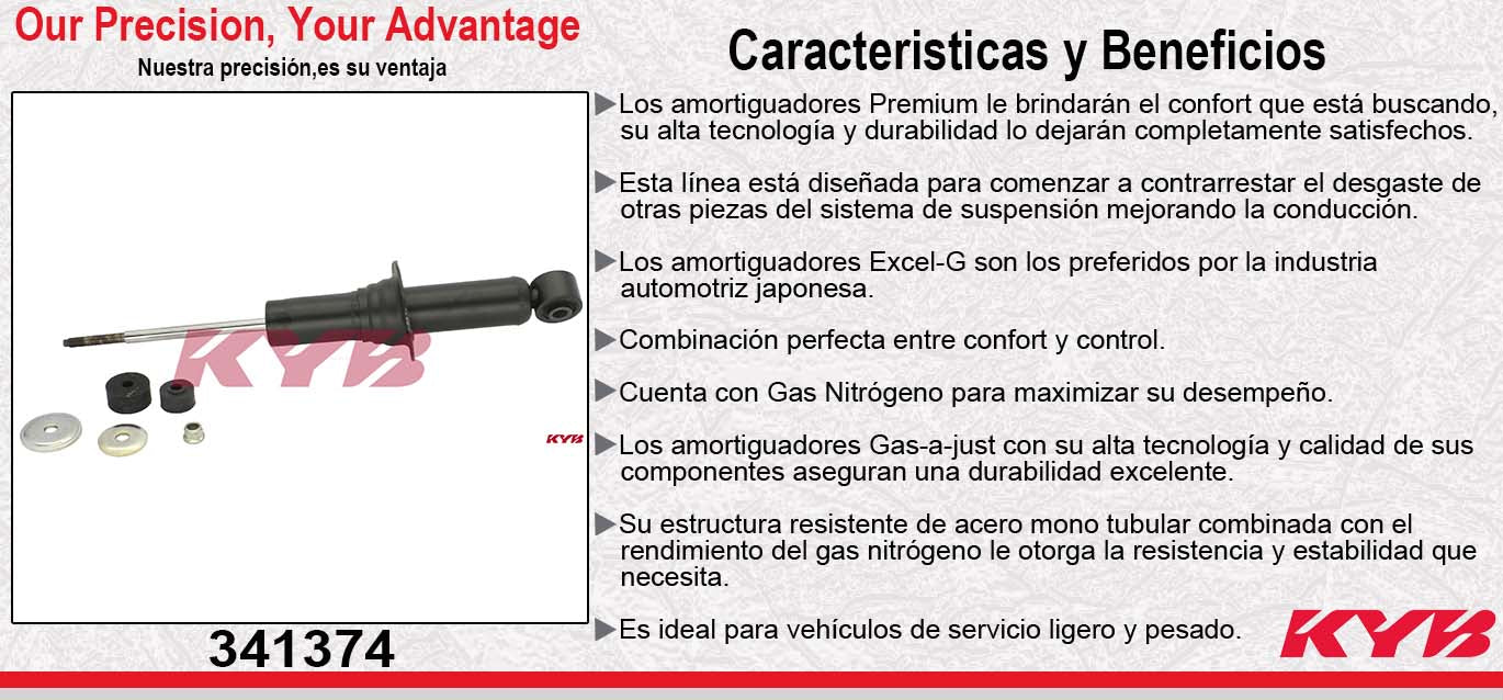 AMORTIGUADOR DELANTERO GAS EXCEL-G CHEV. COLORADO (2004-2012) - CANYON 2004-2011 - ISUZU. I-280 (06) - I-290 (07) KYB