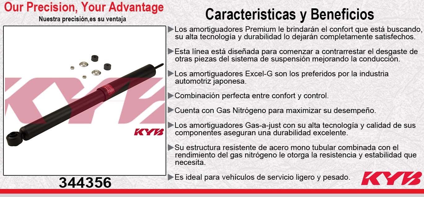 AMORTIGUADOR TRASERO GAS EXCEL-G FORD ESCAPE (2001-2007) - MARINER (2005-2007) - MAZDA TRIBUTE (2001-2006). KYB