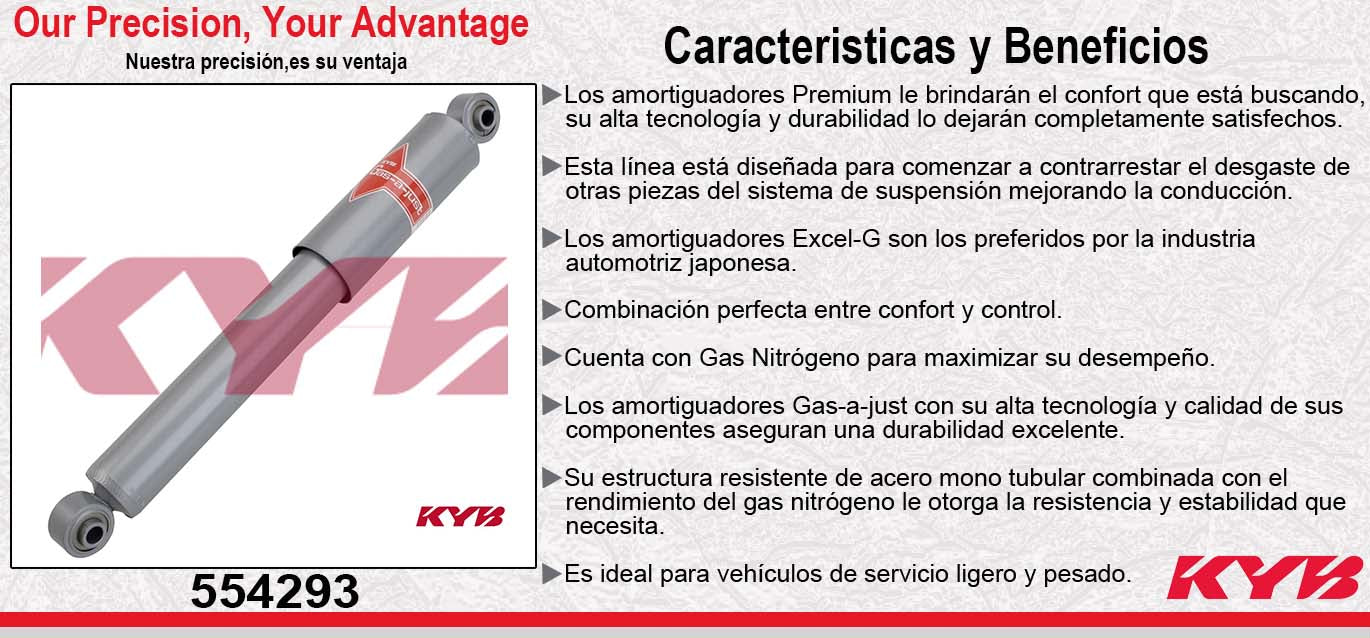 AMORTIGUADOR DELANTERO GAS-A-JUST VW COMBI (1972-2001) - PANEL (1972-2001) - CARAVELLE (1972-2001). CON RESORTE KYB