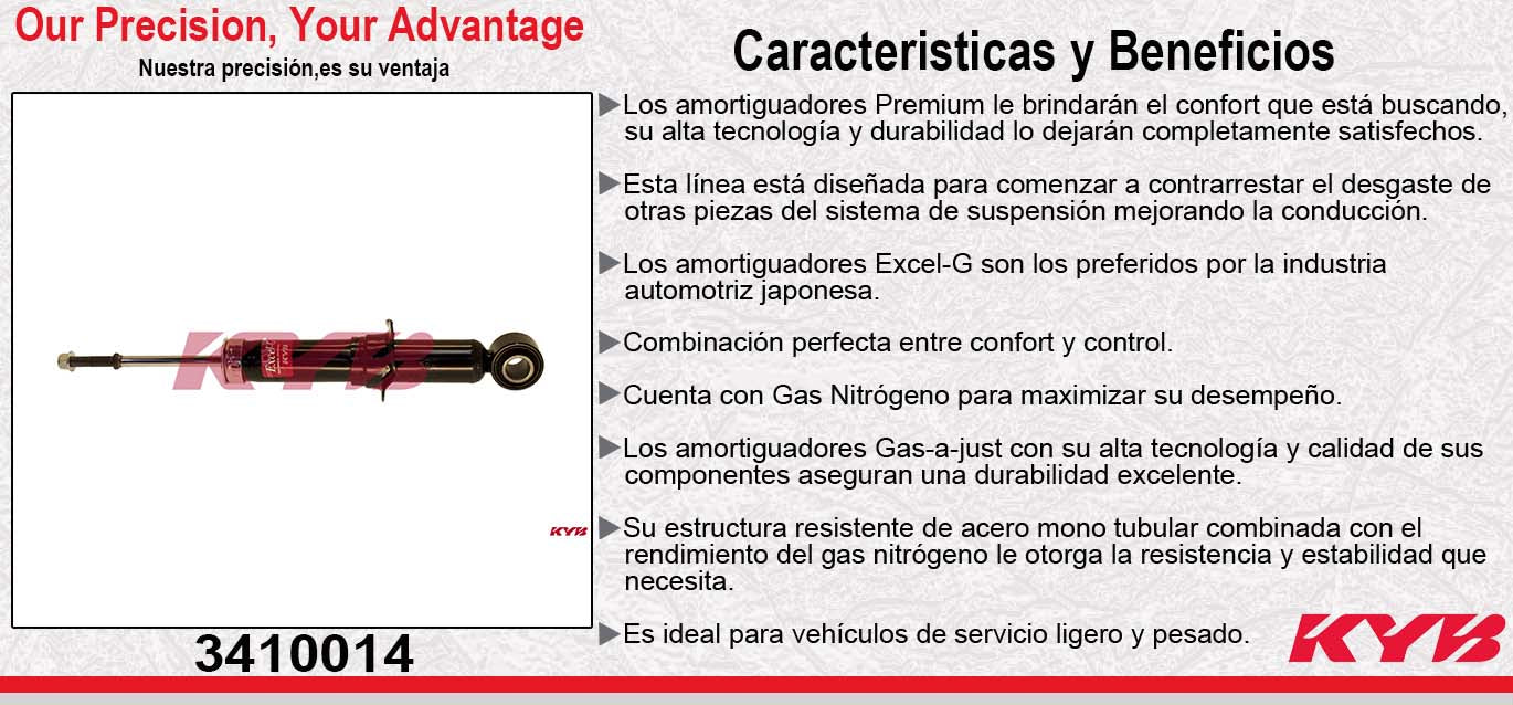 AMORTIGUADOR TRASERO GAS EXCEL-G TOYOTA COROLLA TODOS (2014-2015) KYB