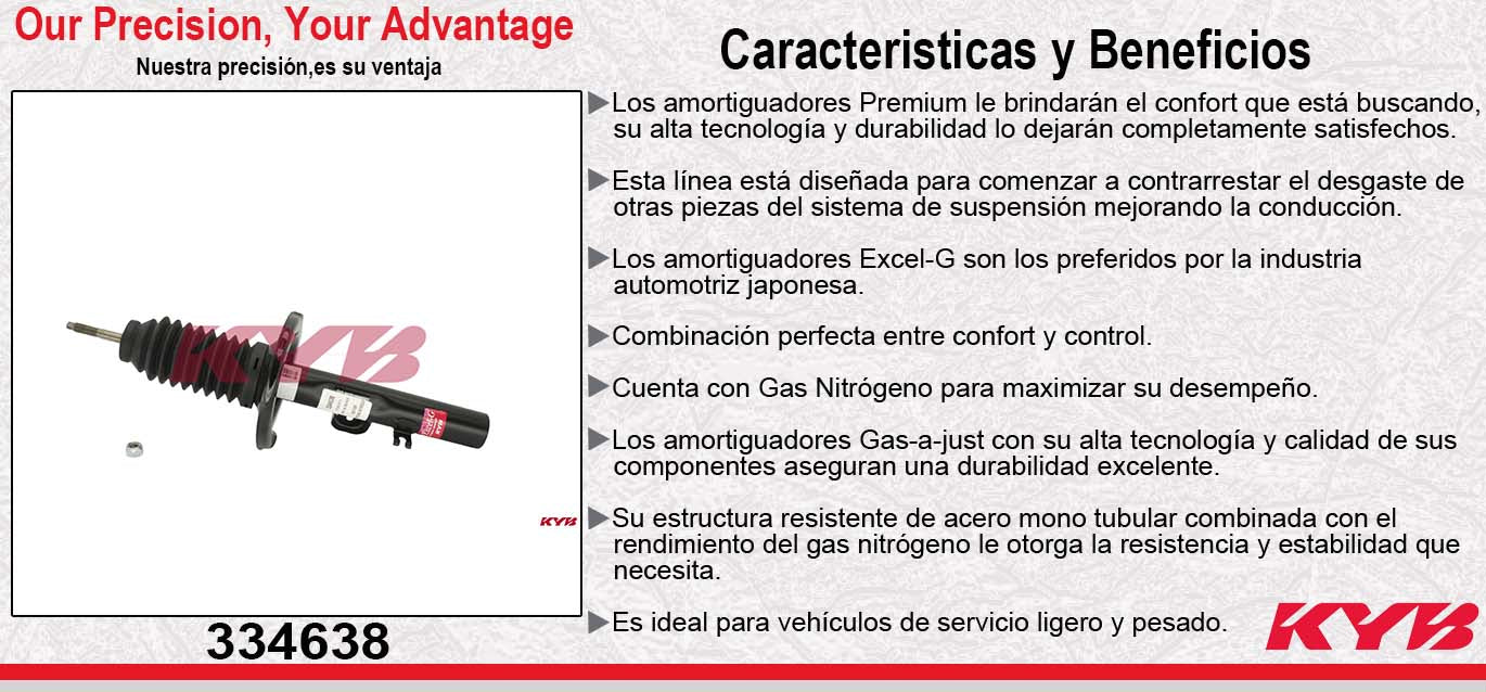 AMORTIGUADOR DELANTERO DERECHO GAS EXCEL-G FORD FIVE HUNDRED 4WD (2005-2007) - MERCURY. MONTEGO (2005-2007) KYB