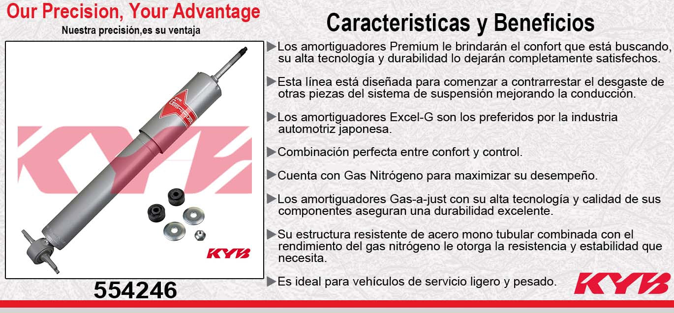 AMORTIGUADOR DELANTERO GAS-A-JUST CHEV PICK-UP SILVERADO 2500 4X2 (1999-2006) - SUBURBAN 2500 4X2 (2000-2001) TODOS C/SUSP. DE RESORTE - EXC. C/SUSP. Z55 KYB
