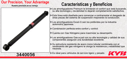 AMORTIGUADOR TRASERO GAS EXCEL-G TOYOTA HILUX 2.7 CABINA SENCILLA (2016-2017). KYB