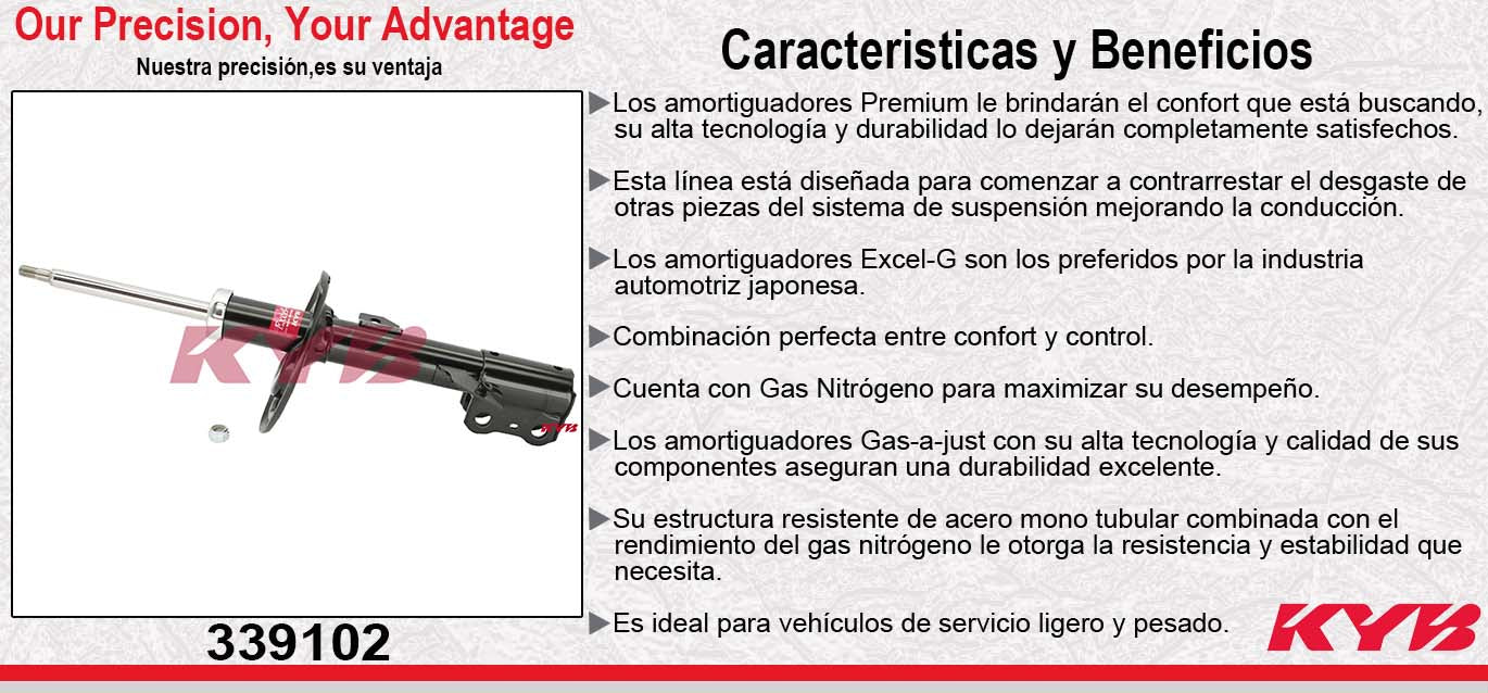 AMORTIGUADOR DELANTERO DERECHO GAS EXCEL-G TOYOTA SIENNA "8 ASIENTOS " (2006-2010) KYB