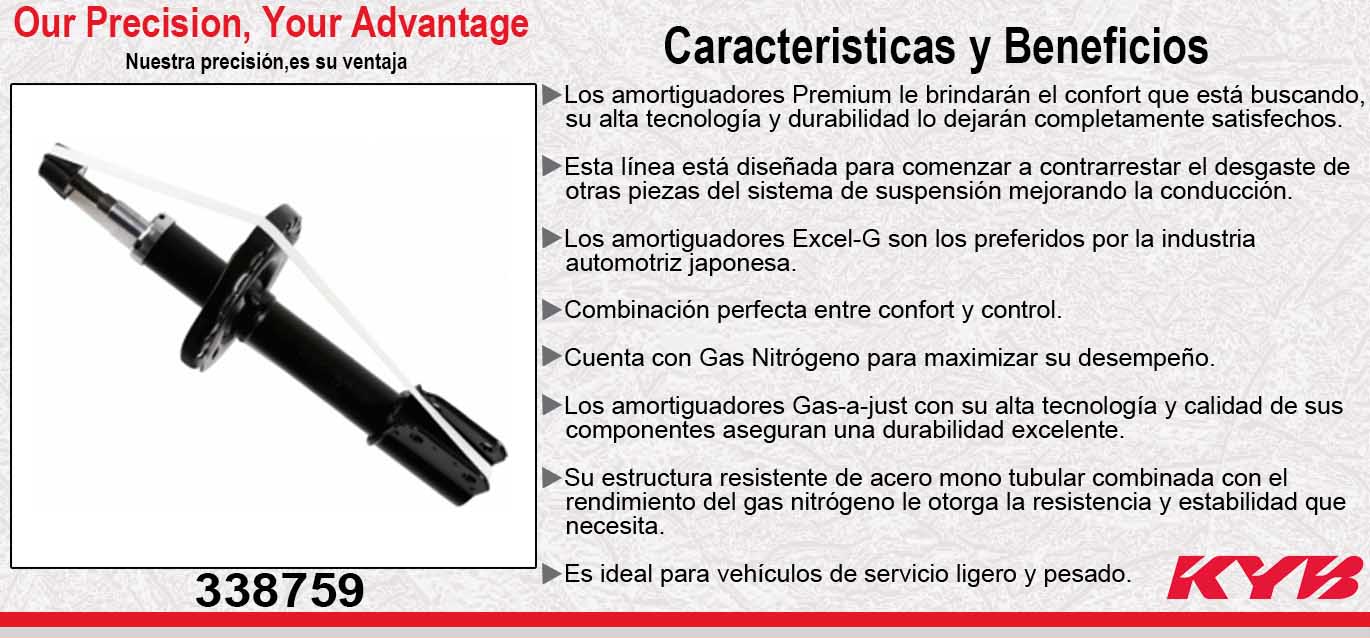AMORTIGUADOR DELANTERO DERECHO GAS EXCEL-G RENAULT SANDERO SOLO RS (2014-2018). KYB