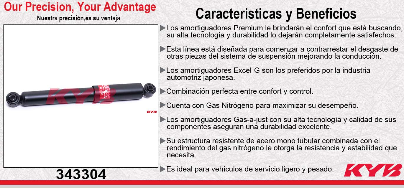 AMORTIGUADOR TRASERO GAS EXCEL-G PONTIAC MATIZ L4 1.0 (2004-2005). KYB