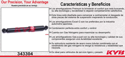 AMORTIGUADOR TRASERO GAS EXCEL-G PONTIAC MATIZ L4 1.0 (2004-2005). KYB