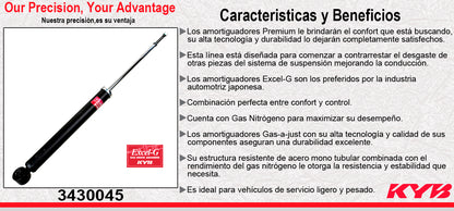 AMORTIGUADOR TRASERO GAS EXCEL-G MAZDA 2 (16 -22) - TOYOTA YARIS & HATCHBACK (2015-2021). KYB