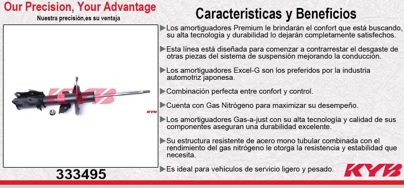 AMORTIGUADOR DELANTERO IZQUIERDO GAS EXCEL-G MAZDA 2 (2011-2015). TODOS KYB