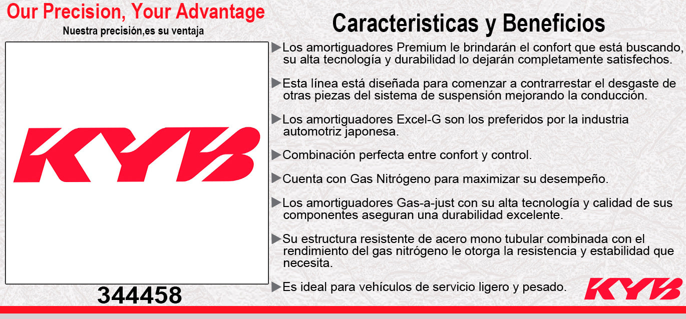 AMORTIGUADOR TRASERO GAS EXCEL-G VW CADDY MAXI CARGO L4 1.2 (2014-2017) KYB