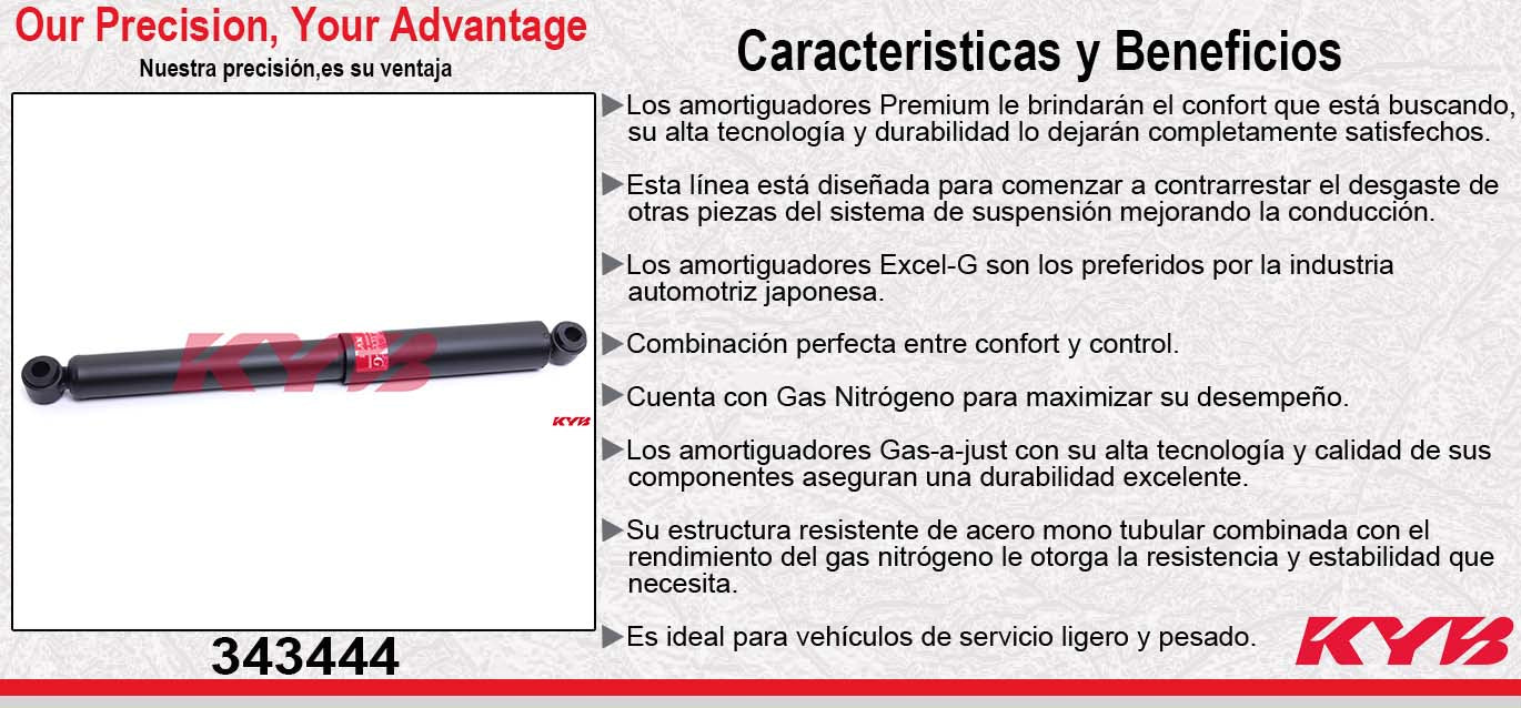 AMORTIGUADOR TRASERO GAS EXCEL-G NISSAN . PICKUP NP300 2WD (2009-2011) KYB