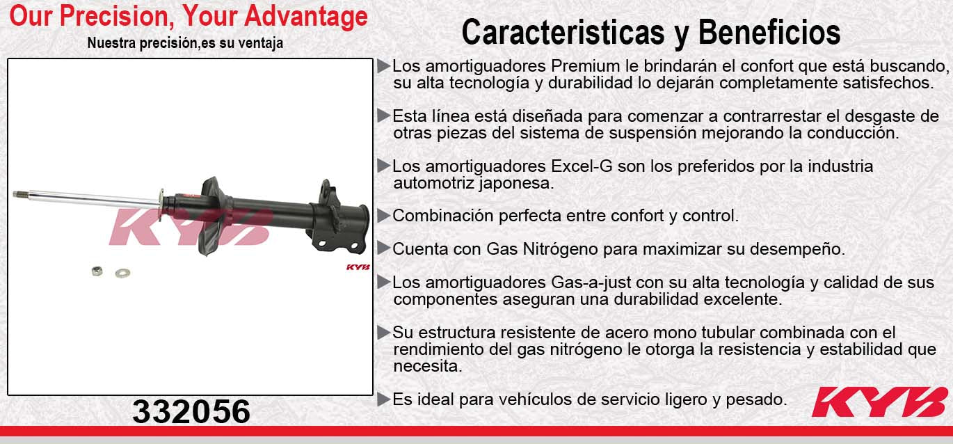 AMORTIGUADOR TRASERO DERECHO GAS EXCEL-G NISSAN TSURU III GS I Y GS II (1992-2017). KYB