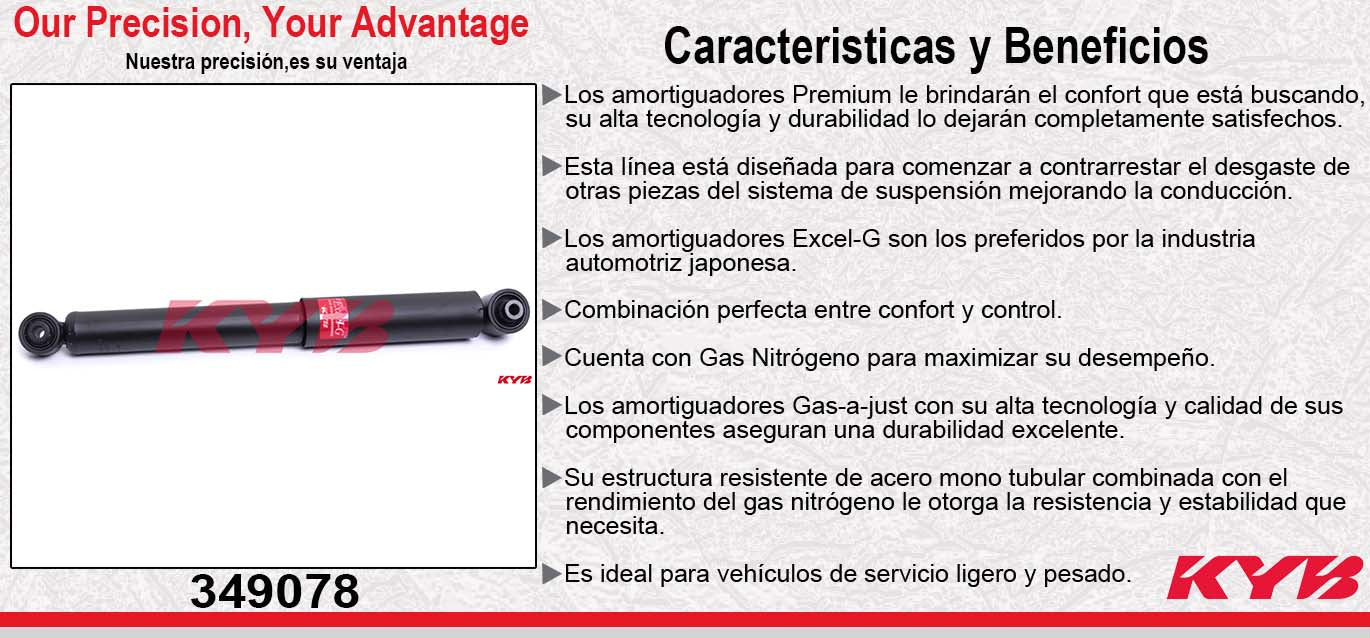 AMORTIGUADOR TRASERO GAS EXCEL-G NISSAN X-TRAIL TODAS (2008-2017) - RENAULT. KOLEOS (2009-2014) - ROUGE (2015-2019) KYB