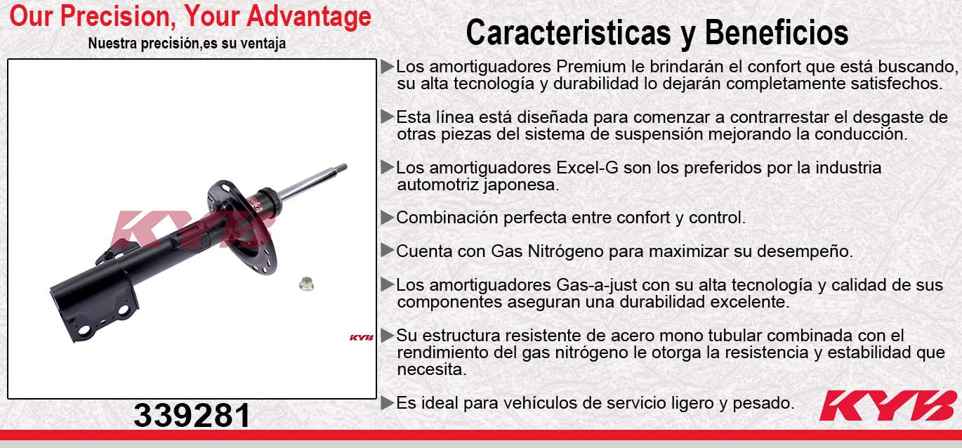 AMORTIGUADOR DELANTERO DERECHO GAS EXCEL-G TOYOTA HIGHLANDER (2010-2013) - LEXUS RX350 (2010-2015) - LEXUS RX450H (2010-2015) KYB