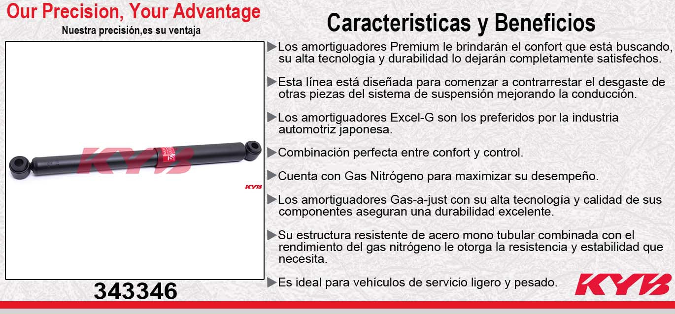AMORTIGUADOR TRASERO GAS EXCEL-G TOYOTA. HILUX TODAS (2005-2010) KYB