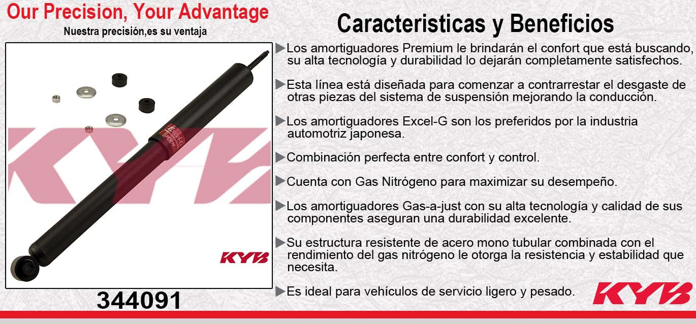 AMORTIGUADOR DELANTERO GAS EXCEL-G JEEP WRANGLER (1987-1995). KYB