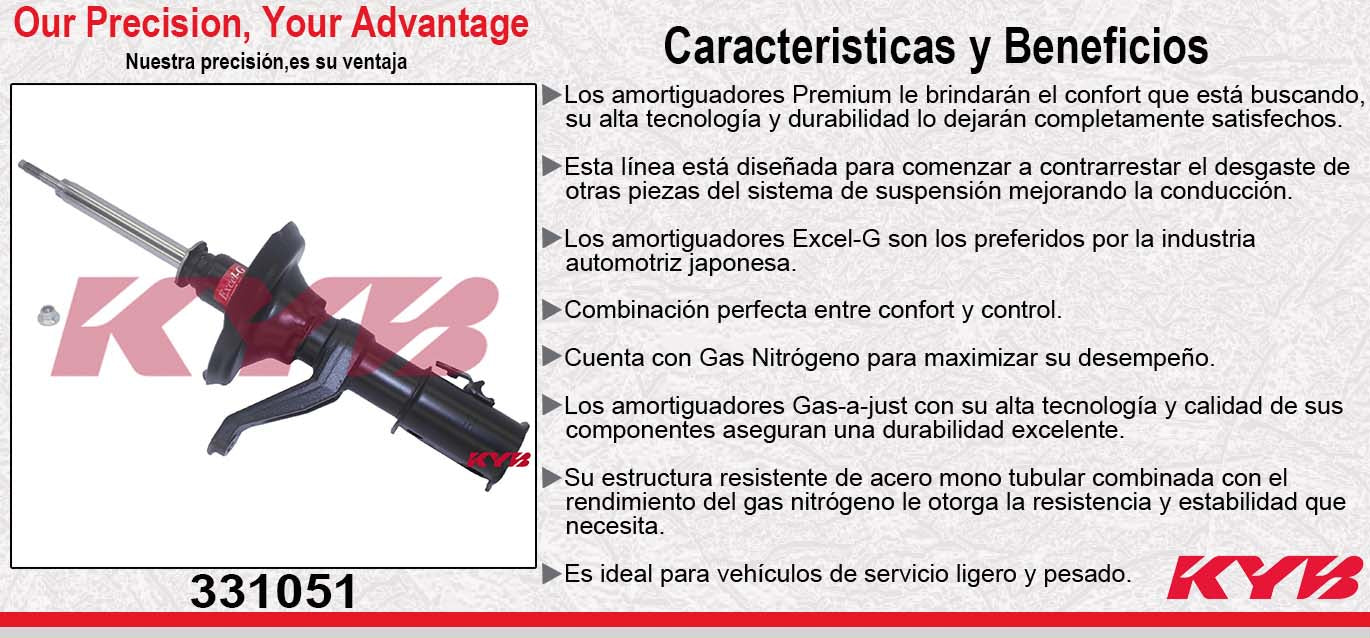 AMORTIGUADOR DELANTERO IZQUIERDO GAS EXCEL-G HONDA CR-V (2002-2006). KYB