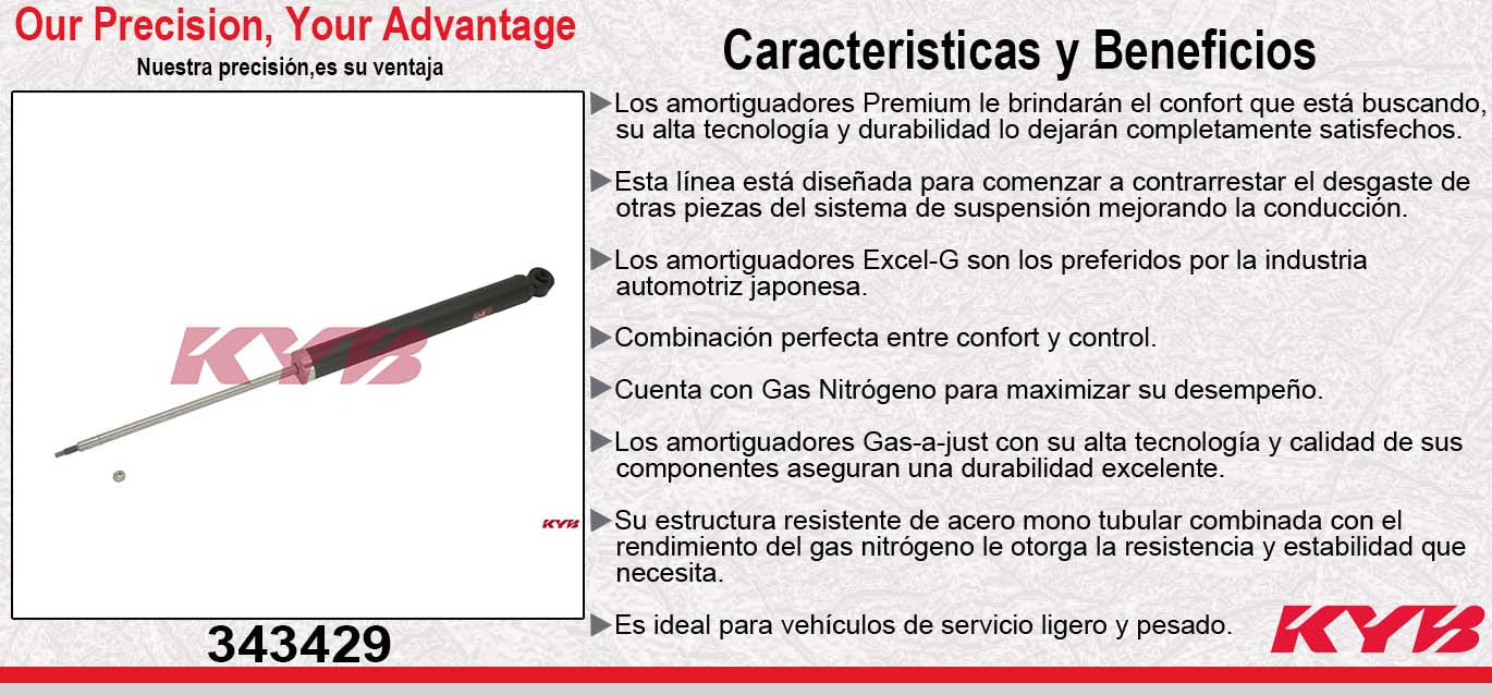 AMORTIGUADOR TRASERO GAS EXCEL-G FORD FOCUS (2002-2011). KYB