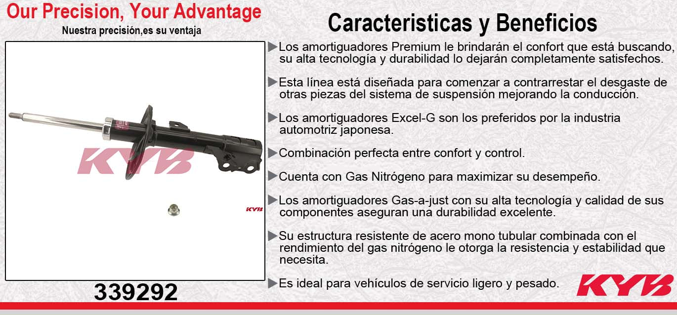 AMORTIGUADOR DELANTERO DERECHO GAS EXCEL-G TOYOTA SIENNA EXC. L4 Y 4WD (2011-2013) - SIENNA (2011-2014) KYB