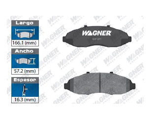 BALATA SEMIMETÁLICA DELANTERA FORD PICK-UP F150 1997-1999 / PICK-UP F150 2004 / LOBO -1996-2002 / LINCOLN BLACKWOOD 2002-2003 WAGNER