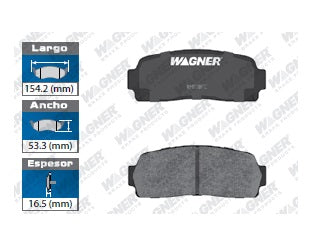 BALATA SEMIMETÁLICA DELANTERA FORD RANGER CABINA 08 / EXPLORER 2002-2006 / EXPLORER SPORT 01 / EXPLORER SPORT TRAC 1999-2003 / RANGER 2003-2009 / RANGER 2WD 2003-2008 / MOUNTAINEER WAGNER