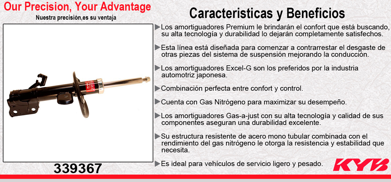AMORTIGUADOR DELANTERO DERECHO GAS EXCEL-G NISSAN SENTRA (2013-2019) KYB