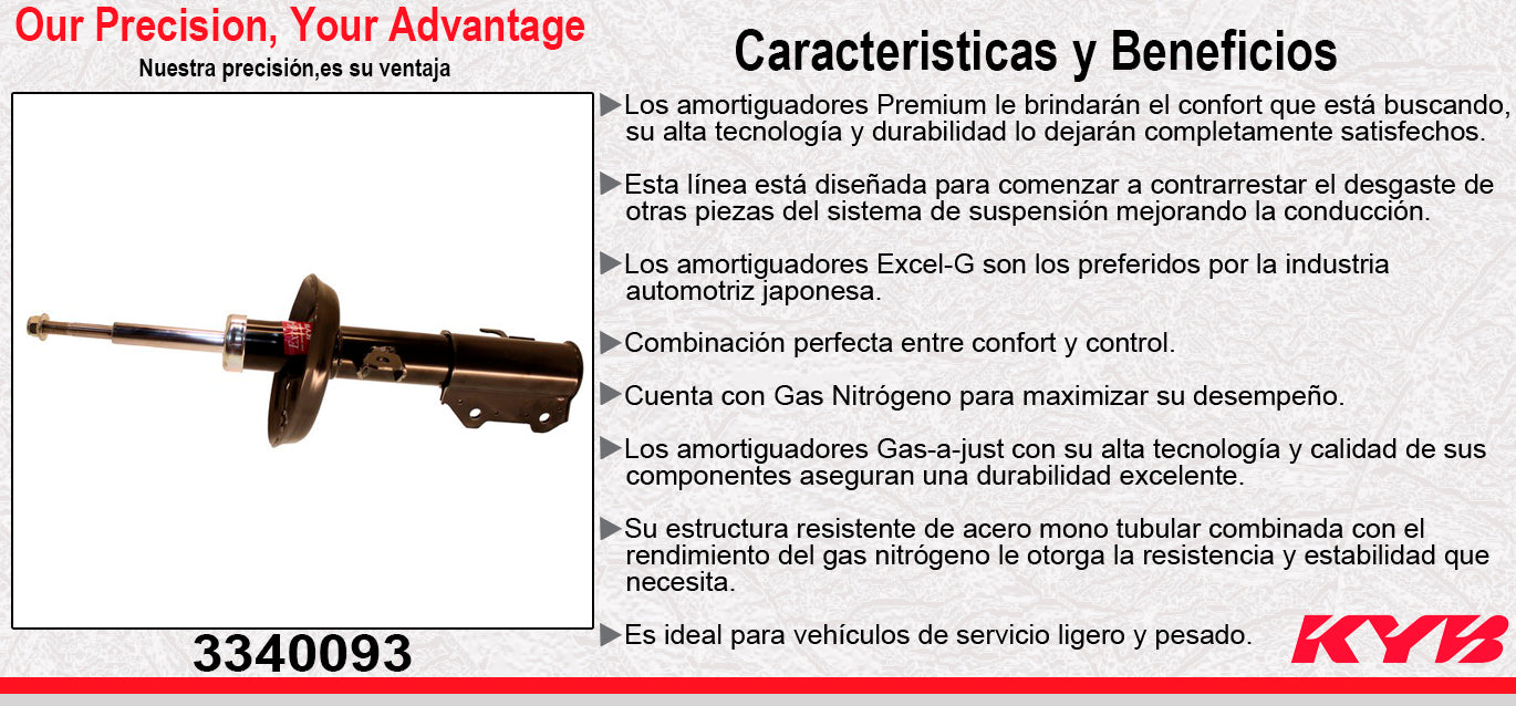 AMORTIGUADOR DELANTERO IZQUIERDO GAS EXCEL-G MALIBU L4 2.0 TURBO LTZ (2013-2014). KYB