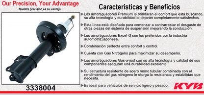 AMORTIGUADOR DELANTERO DERECHO GAS EXCEL-G PEUGEOT 2008 (2014-2016). TODOS KYB