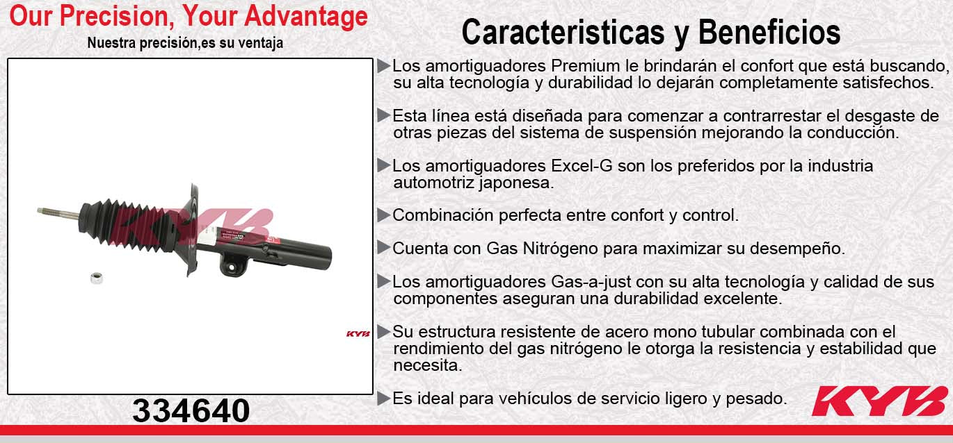 AMORTIGUADOR DELANTERO DERECHO GAS EXCEL-G FORD. FIVE HUNDRED 2WD (2005-2007) - MERCURY. MONTEGO (2005-2007) KYB