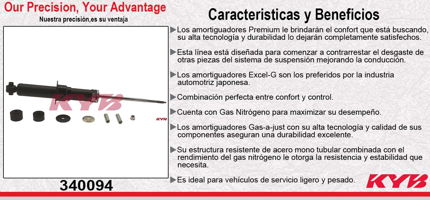 AMORTIGUADOR TRASERO GAS EXCEL-G CHRYS. 200 TOURING (2012-2013) - 200 (2011-2012) - SEBRING (2009-2010) - DODGE. AVENGER (2011-2012) KYB