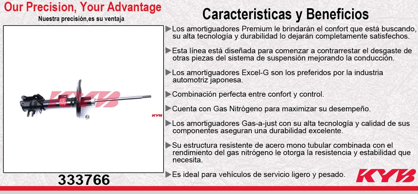 AMORTIGUADOR DELANTERO DERECHO GAS EXCEL-G FIAT 500 (2009-2013). KYB