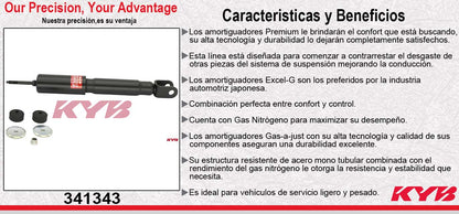 AMORTIGUADOR DELANTERO GAS EXCEL-G CHEV AVALANCHE 150 (2002-2006) - EXPRESS 1500 (2003-2010) - EXPRESS 2500 (03 - SUBURBAN 1500( 2000-2006) - TAHOE (2000-2006) - SAVANA 1500 (2003-2010) - YUKON (2000-2006) KYB