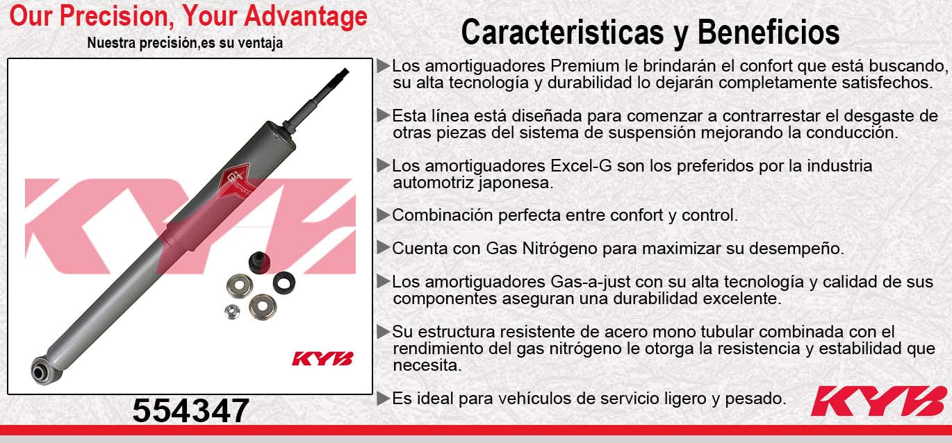 AMORTIGUADOR DELANTERO GAS-A-JUST FORD F-250 SUPER DUTY (2012-2016) "SOLO PARA MODELOS 4WD" - F-450 [SUPER DUTY EXC DIESEL] 2WD (2005-2010) - FORD F-550 [SOLO SUPER DUTY] TODOS (2008-2010) KYB