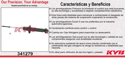 AMORTIGUADOR TRASERO GAS EXCEL-G NISSAN SENTRA MODELO HS (2001-2006) - NISSAN SENTRA SE-R (SOLO PARA MODELOS AMERICANOS) (2002-2005) - NISSAN SENTRA SE-R SPEC V MODELO DEPORTIVO (2001-2006) KYB