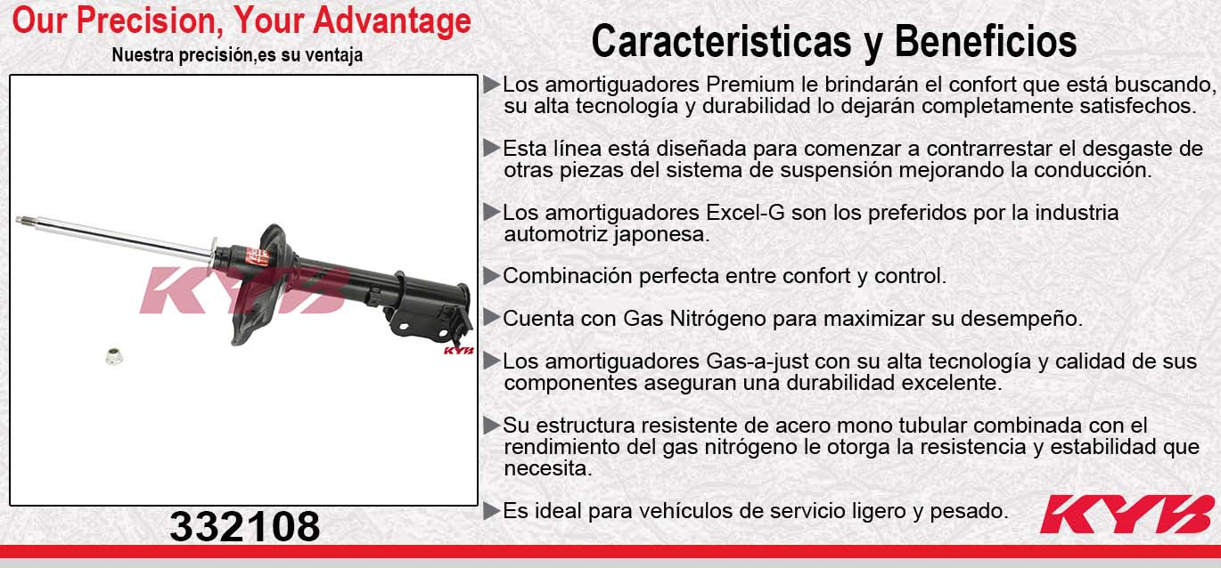 AMORTIGUADOR TRASERO DERECHO GAS EXCEL-G HYUNDAI. VERNA (2000-2005) - ACCENT (2000-2002) KYB