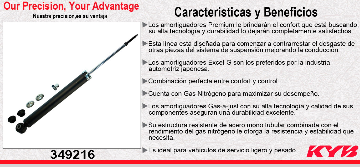 AMORTIGUADOR TRASERO GAS EXCEL-G NISSAN LEAF TODOS (2015-2017). KYB