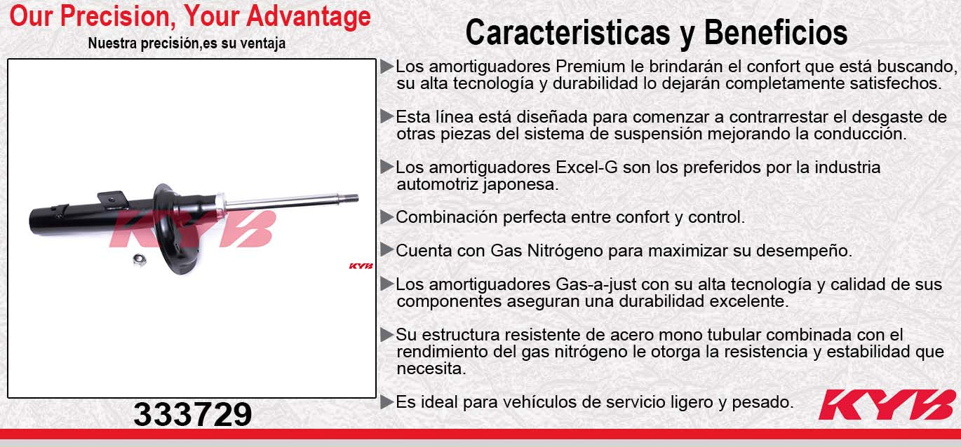 AMORTIGUADOR DELANTERO DERECHO GAS EXCEL-G PEUGEOT GRAND RAID (2008-2012) KYB