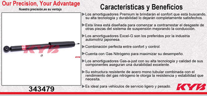 AMORTIGUADOR TRASERO GAS EXCEL-G ACURA CSX (2006-2011) - HONDA CIVIC (2006-2011). KYB