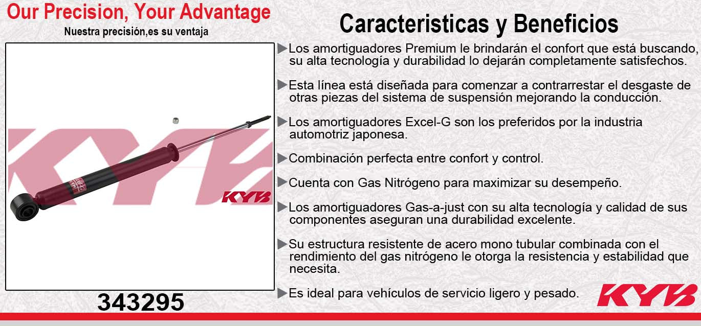 AMORTIGUADOR TRASERO GAS EXCEL-G TOYOTA. YARIS TODOS (2003-2005) - ECHO (2000-2005) KYB