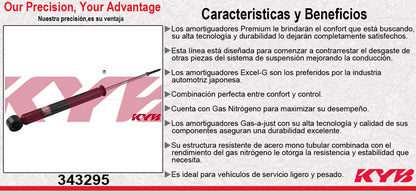 AMORTIGUADOR TRASERO GAS EXCEL-G TOYOTA. YARIS TODOS (2003-2005) - ECHO (2000-2005) KYB