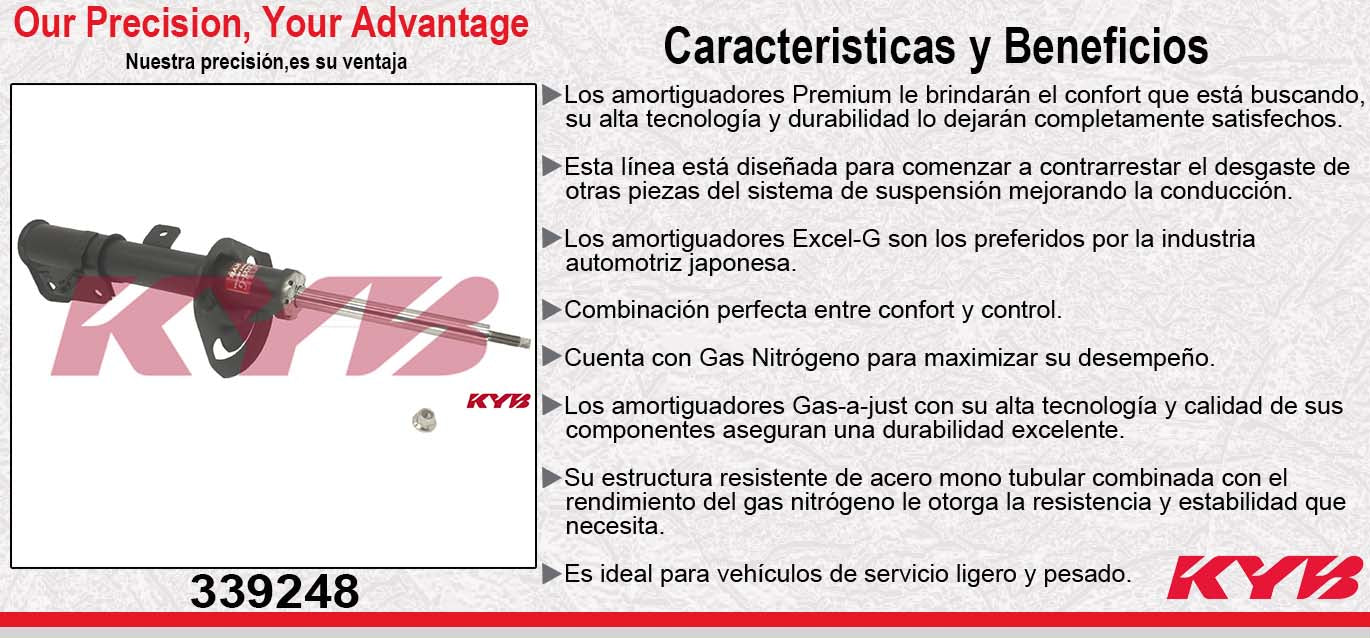 AMORTIGUADOR DELANTERO IZQUIERDO GAS EXCEL-G DODGE AVENGER EXC. SE MTX (2007-2012) - CIRRUS (2007-2010) - 200 LIMITED (12) KYB