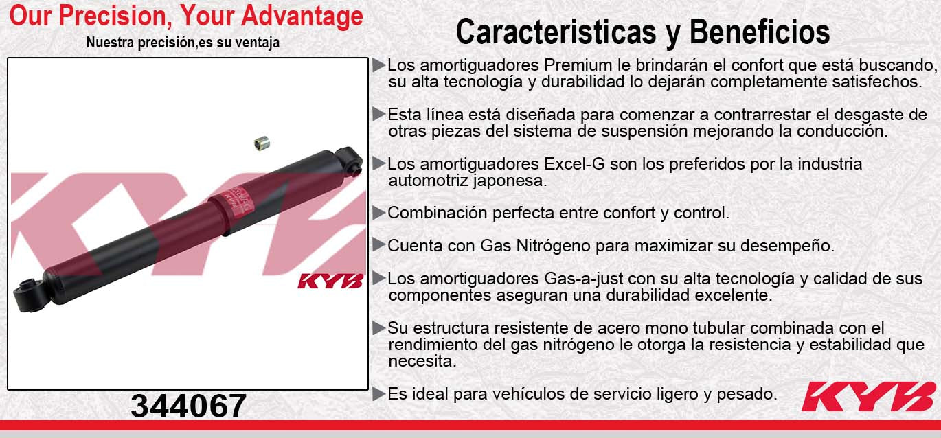 AMORTIGUADOR DELANTERO GAS EXCEL-G CHEVROLET BLAZER CAMIONETA TODAS 4WD (POR FUERA EJE) (1980-1984) - SUBURBAN 4WD (1988-1991) KYB