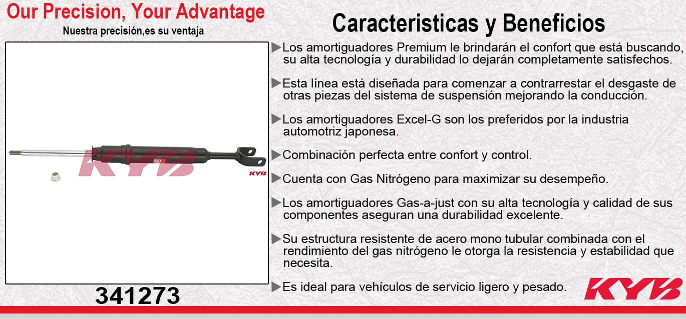 AMORTIGUADOR DELANTERO GAS EXCEL-G VW PASSAT EXC. MODELOS 4 MOTION (1997-2004) - AUDI A6 1.8, 1.8T, 2.4 V6, 2.8 V6, 3.8 V6 SUSPENSION DEPORTIVA, QUATTRO Y S6 (1997-2004) KYB