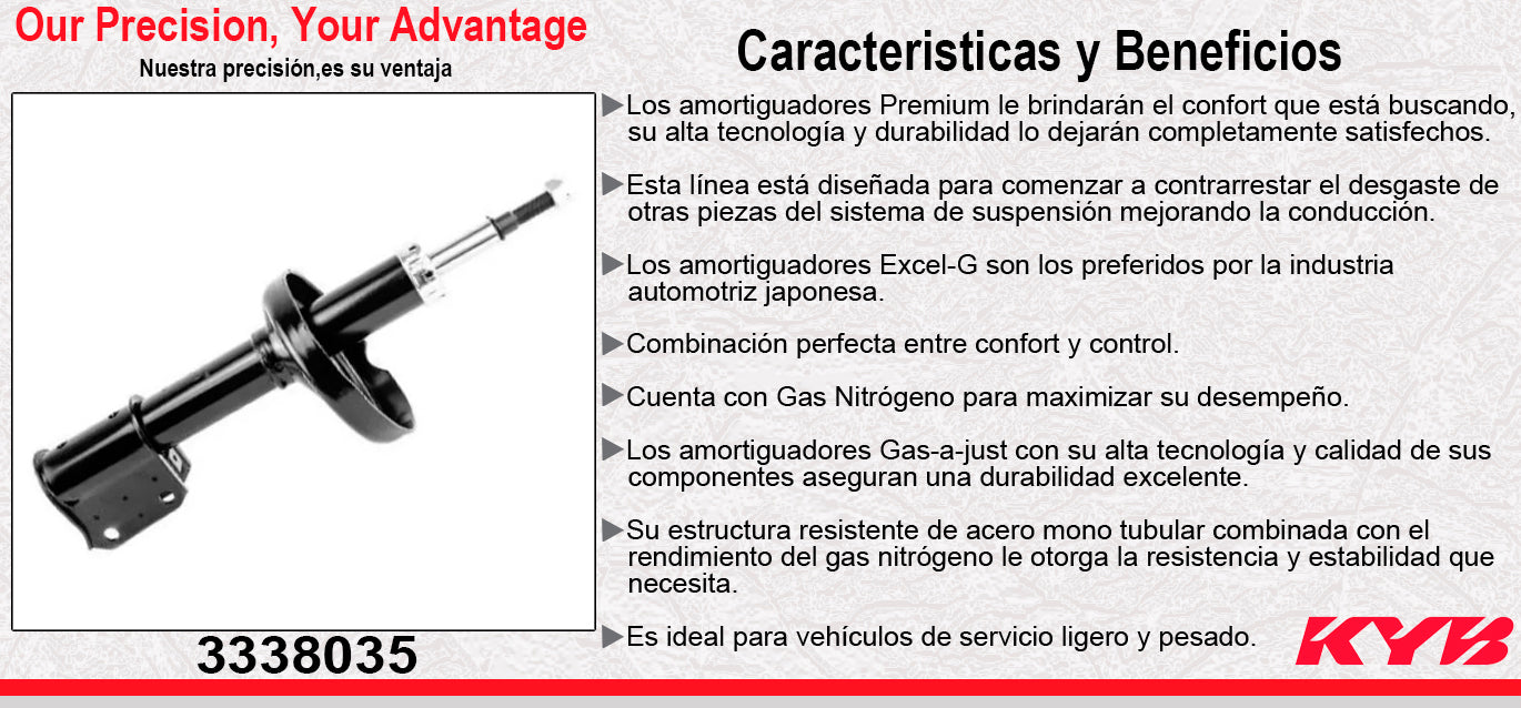 AMORTIGUADOR DELANTERO GAS EXCEL-G RENAULT CLIO SOLO EURO CLIO (2007-2010) KYB