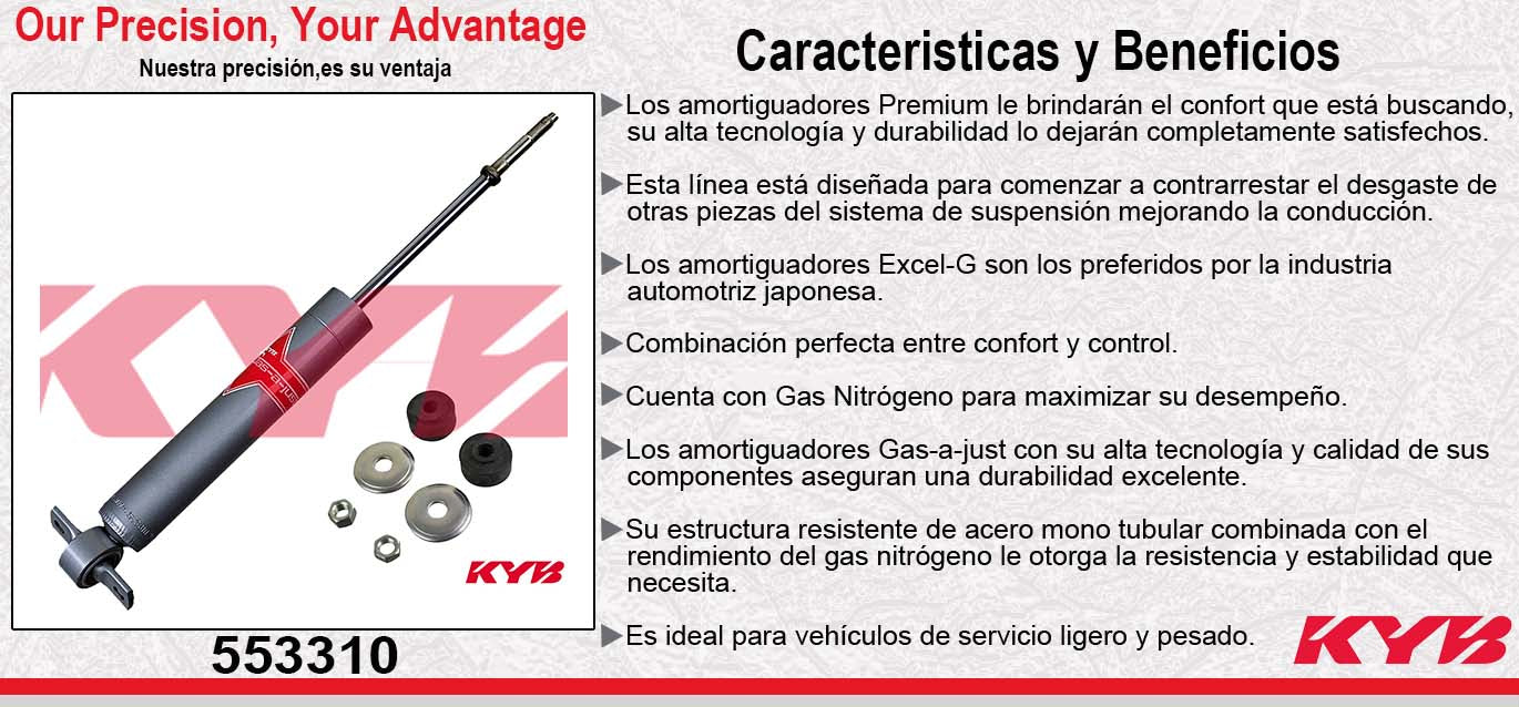 AMORTIGUADOR DELANTERO GAS-A-JUST FORD GRAN MARQUIS (1983-1991) - CROWN VICTORIA (1983-1992) - CHEV ASTRO 4X2 (1985-2005) - CAMARO Z28 (1970-1981) - CAPRICE (1977-1996) - CADILLAC DEVILLE (1991-1995) - FLETWOOD (1971-1982) - IMPALA (1965-1985) - KYB